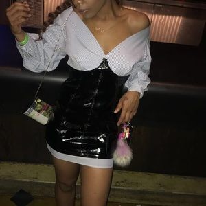 Fashion nova Plaid top with leather skirt dress